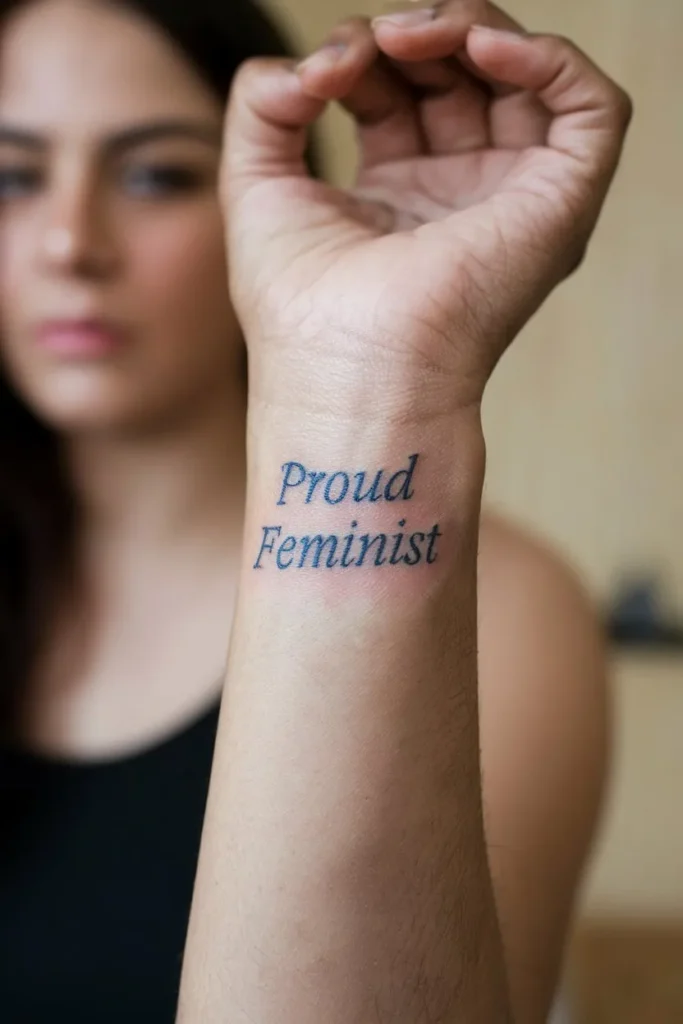Simple Proud Feminist Tattoo