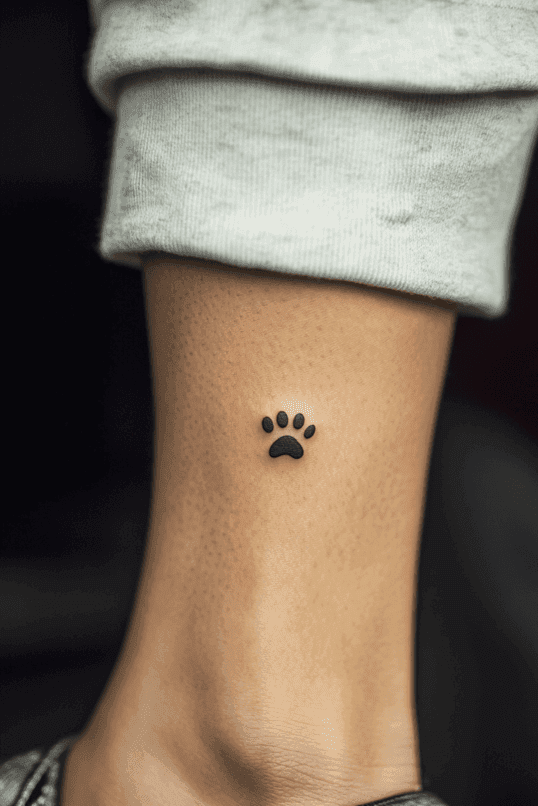Minimalist Paw Print Ankle Tattoo