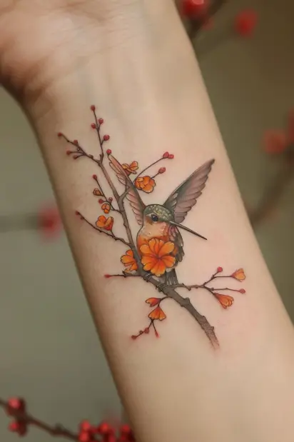 hummingbird flower tattoos 2