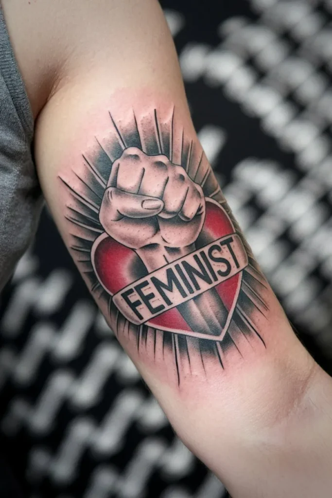 Fierce Feminist Heart Tattoo