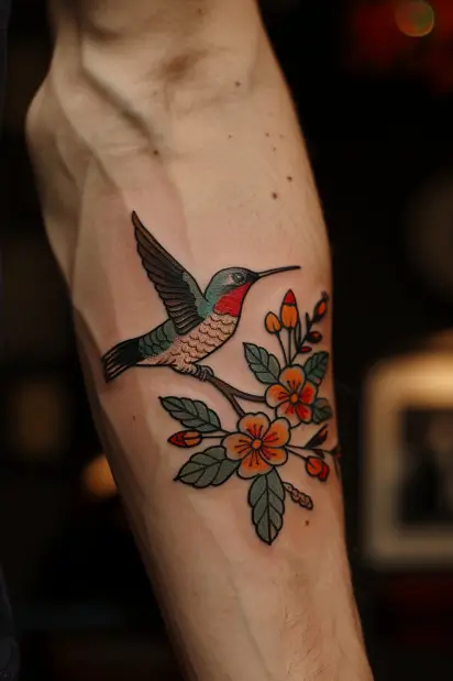 hummingbird flower tattoos 20