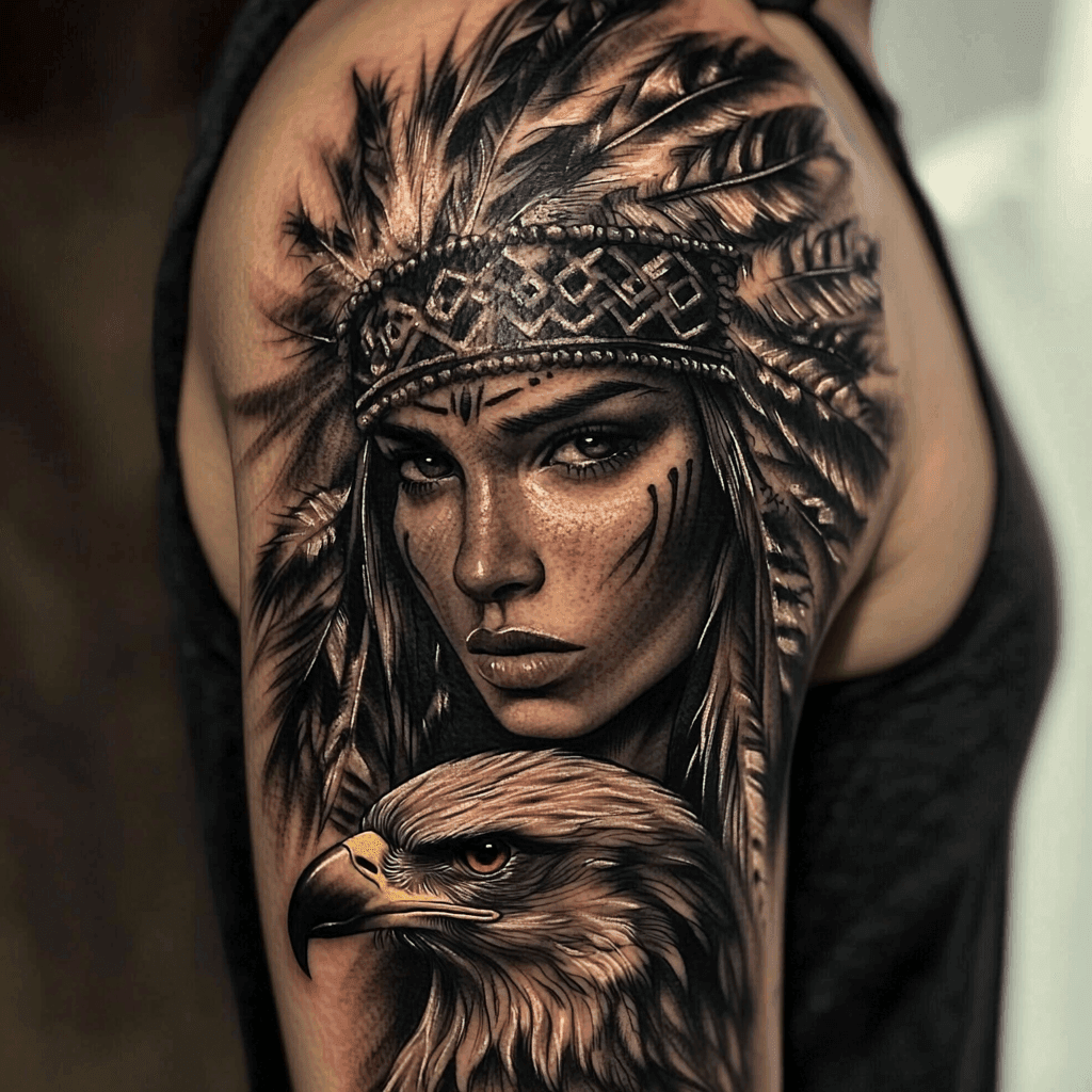 Fierce Warrior and Eagle Tattoo