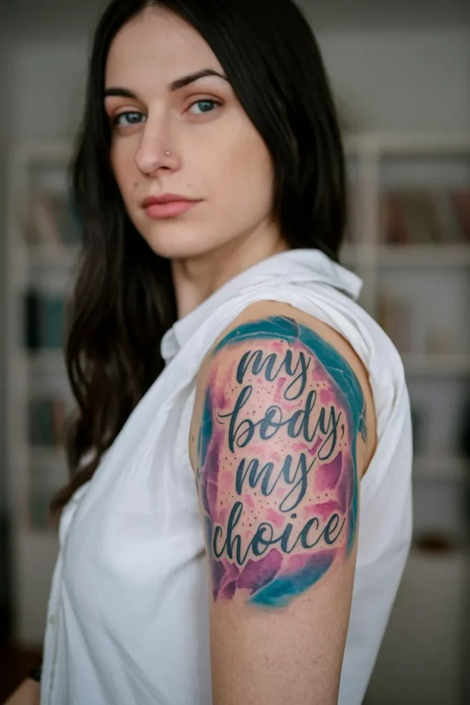"My Body, My Choice" Watercolor Tattoo