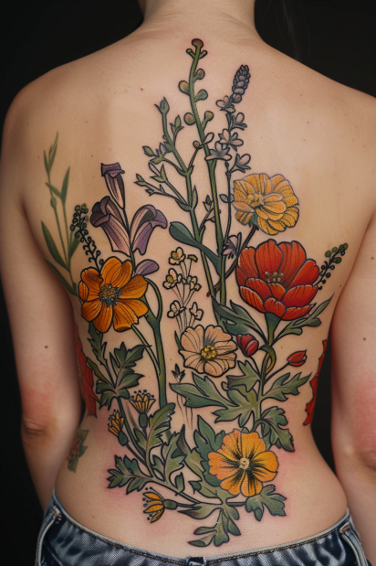 wildflower tattoo ideas for women 32