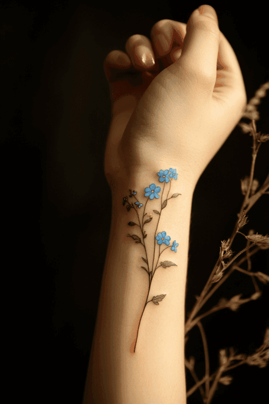 Forget-Me-Not Minimalist Wrist Tattoo