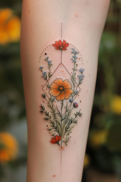 wildflower tattoo ideas for women 41