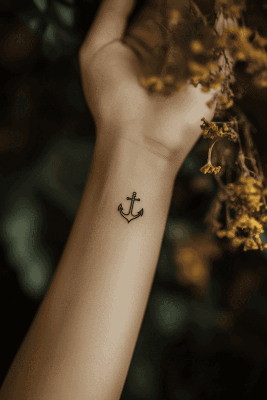 Minimalist Anchor Wrist Tattoo
