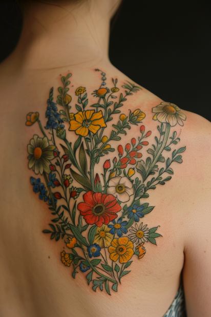 wildflower tattoo ideas for women 3