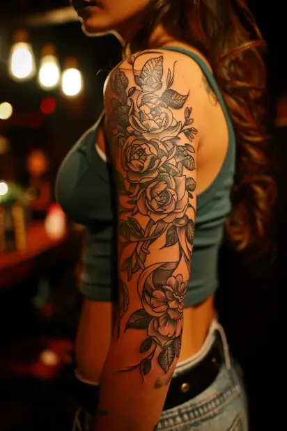 Flower Sleeve Tattoos For Women 8