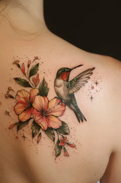 hummingbird flower tattoos 24