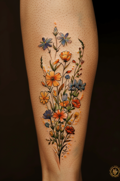 wildflower tattoo ideas for women 36