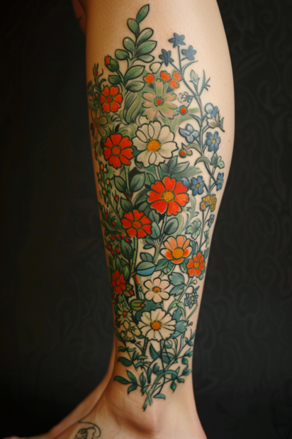 wildflower tattoo ideas for women 10