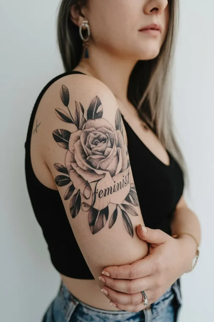 Feminist Rose Tattoo