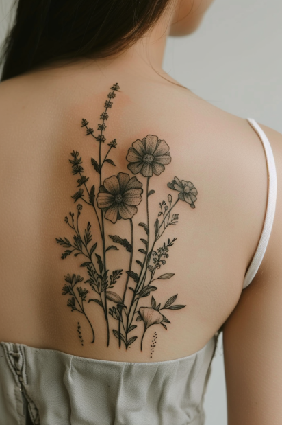 wildflower tattoo ideas for women 7