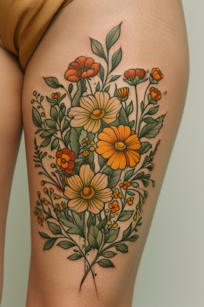 wildflower tattoo ideas for women 25