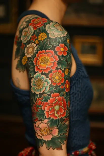 Flower Sleeve Tattoos For Women 5