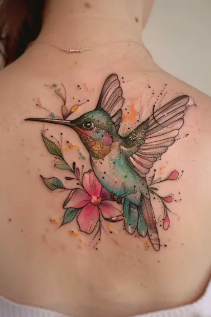 hummingbird flower tattoos 25