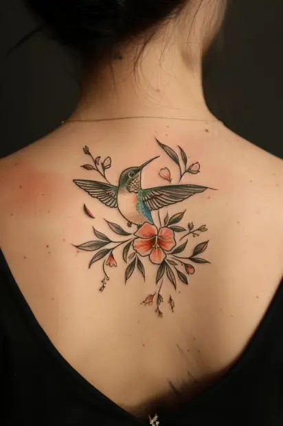 hummingbird flower tattoos 5