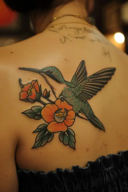 hummingbird flower tattoos 14