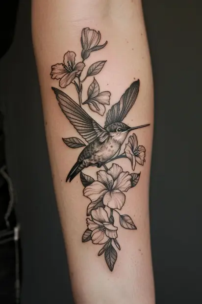 hummingbird flower tattoos 23