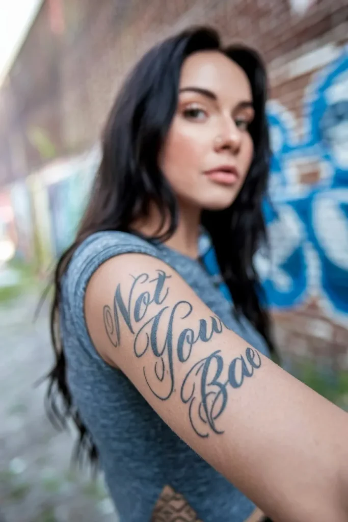 "Not Your Bae" Bold Script Tattoo