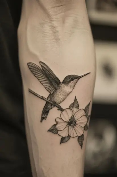 hummingbird flower tattoos 8