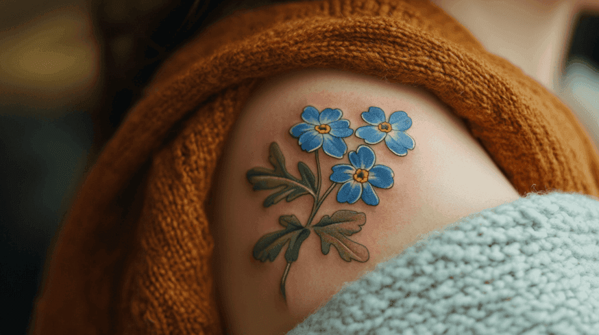 Forget-Me-Not Shoulder Cluster Tattoo