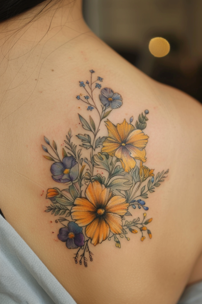 wildflower tattoo ideas for women 18