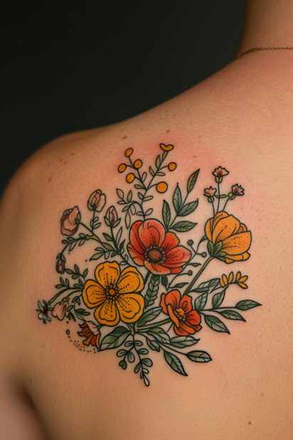 wildflower tattoo ideas for women 27