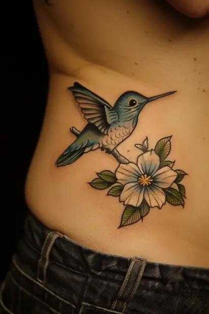 hummingbird flower tattoos 9