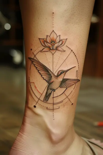 hummingbird flower tattoos 10
