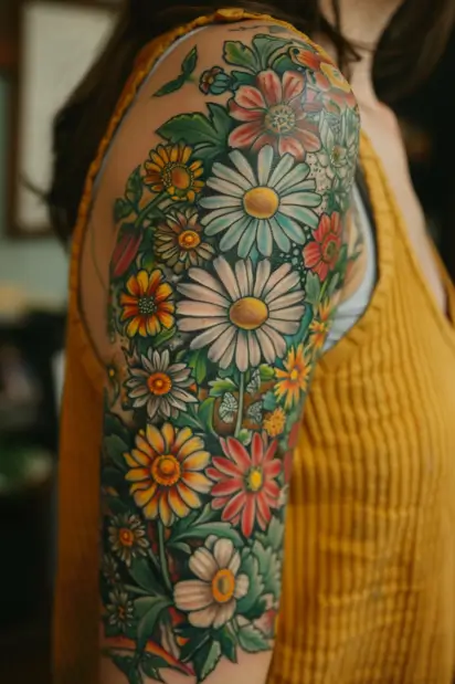 Flower Sleeve Tattoos For Women 14