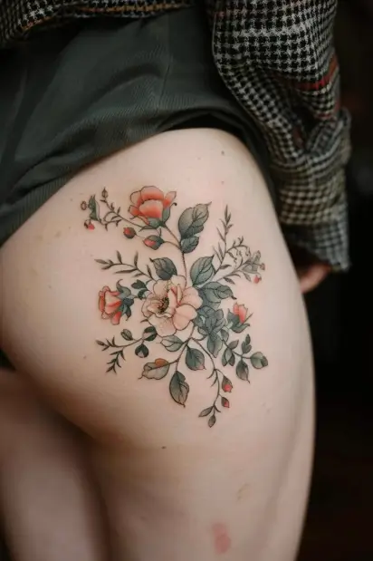 floral hip tattoo ideas 12